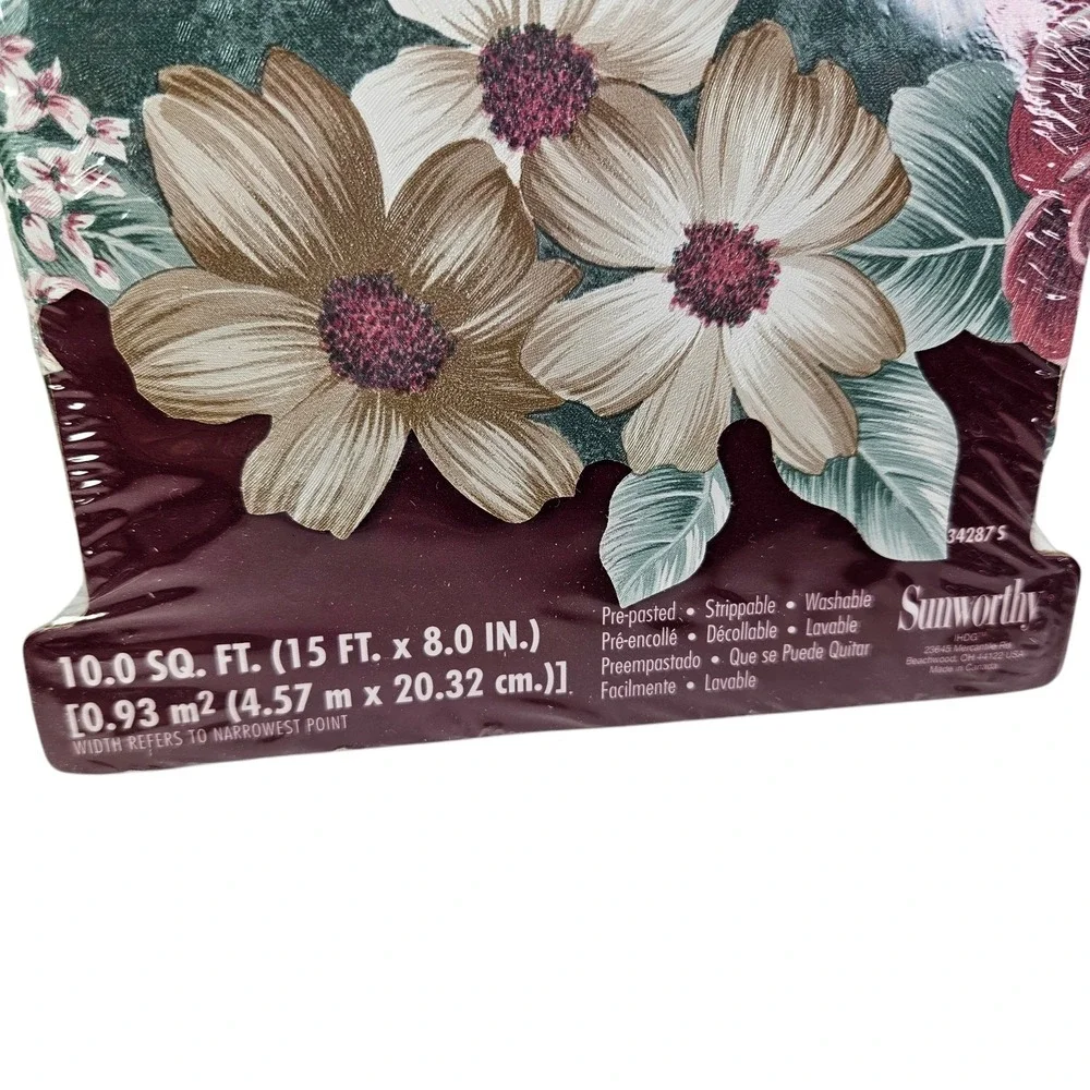 Wallpaper Border Floral Decorative Sculptured Edge Flowers 15 yds Total New Vtg